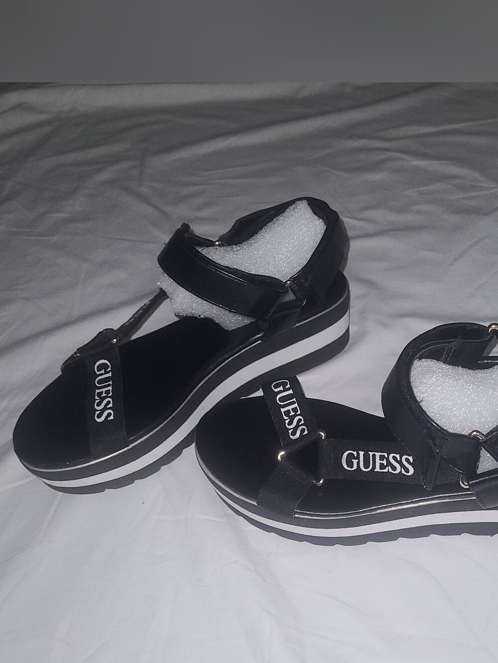 Guess Platform Sandals With Velcro Fasteners, Size 9